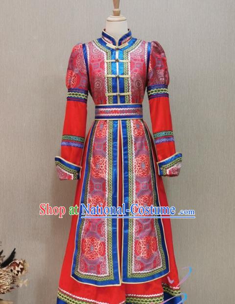 Female Mongolian Robe National Style Host Singing and Dancing Catwalk Mongolian Life Clothing