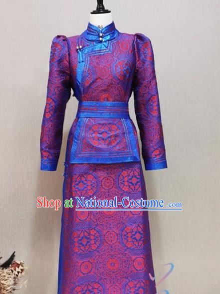 Female Mongolian Robe National Style Host Singing and Dancing Catwalk Mongolian Life Clothing