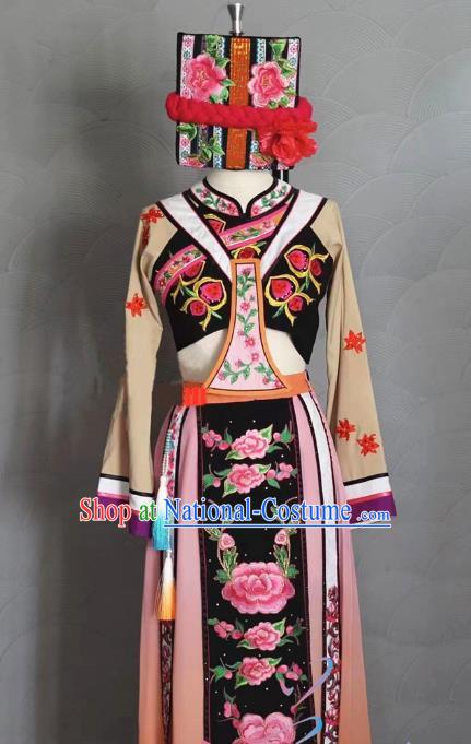 Qiang Nationality One Basket Autumn Dance Clothes Taoli Cup One Louqiu Ethnic Minority Art Examination Clothes