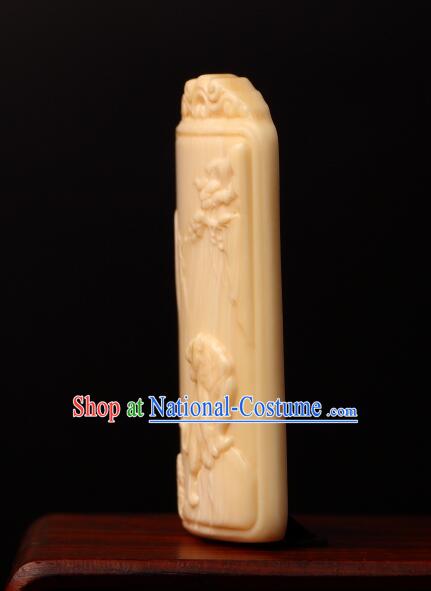 Chinese Microscopic Carving Ivory Sculpture Zodiac Tiger Pendant