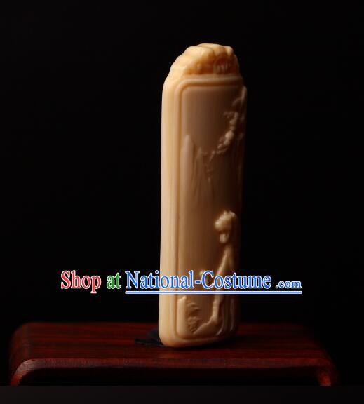 Chinese Microscopic Carving Ivory Sculpture Zodiac Tiger Pendant