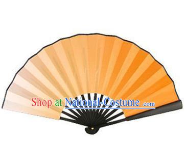 China Handmade Paper Fan Dance Contest Fan Classical Dance Light Orange Folding Fan