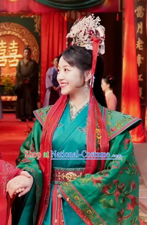 China Ancient Princess Green Costumes Traditional Wedding Dress TV Series Ms Cupid In Love Shangguan Ya Clothing