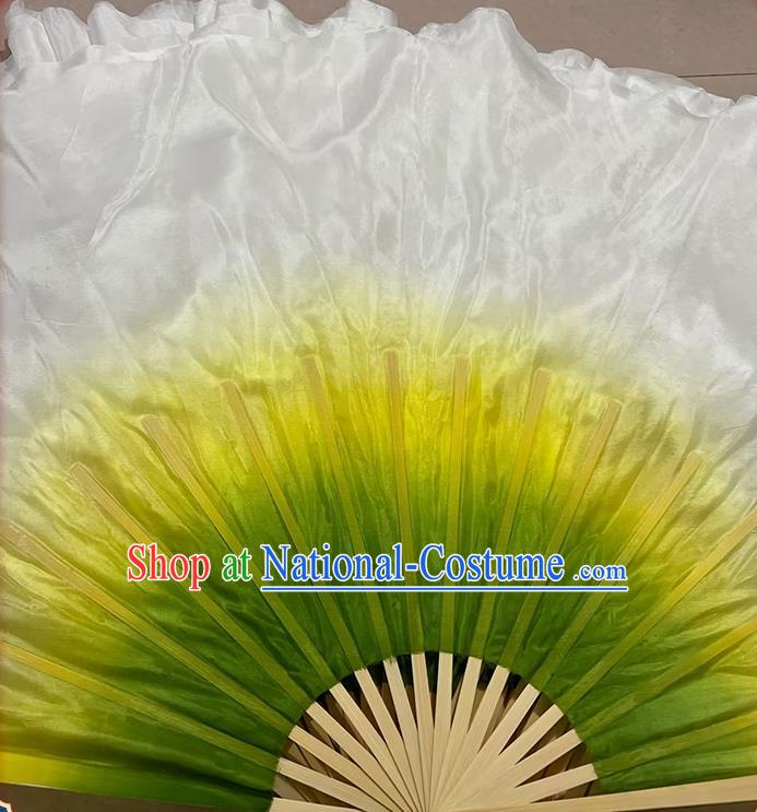 China Women Group Dancing Fan Handmade Yangko Dance Pure Silk Fan Classical Dance Folding Fan