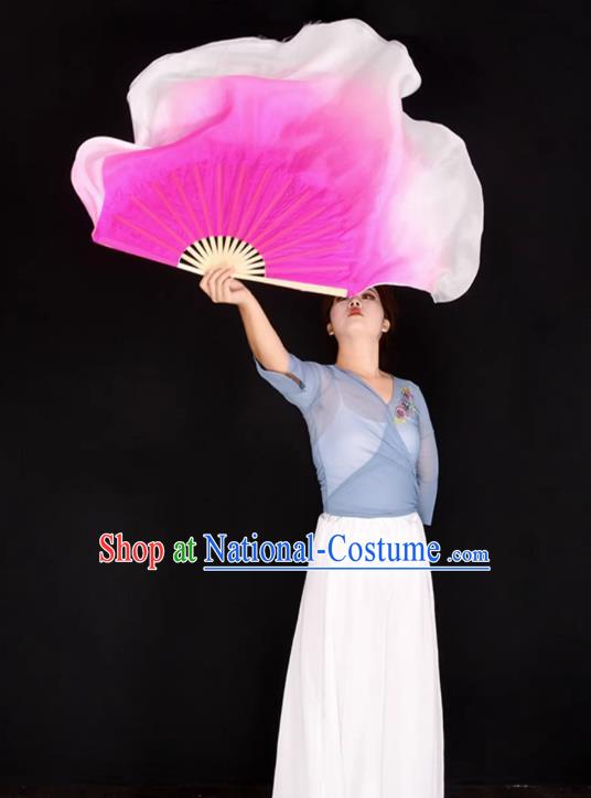 China Yangko Dance Pure Silk Fan Classical Dance Folding Fan Women Group Dancing Fan Handmade Jinghong Pink Fan