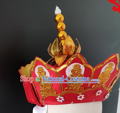 Journey to the West Monk Tang Headwear Handmade Chinese Opera Monk Hat Traditional Five Buddha Crown