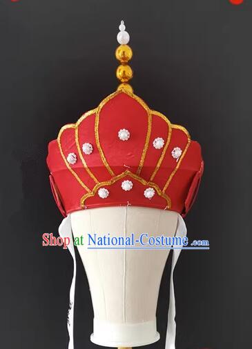 Journey to the West Monk Tang Headwear Handmade Chinese Opera Monk Hat Traditional Five Buddha Crown