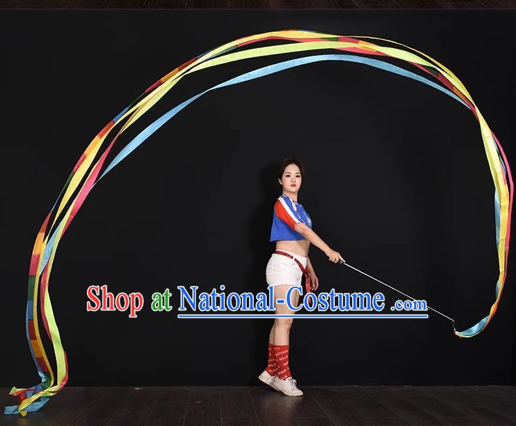 China Folk Dance Prop Handmade Square Dancing Four Ribbons Physical Training Colorful Silks