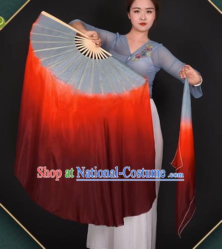 China Handmade Red Ribbon Fan Classical Dance Fan Jiaozhou Yangko Dance Jiu Er Silk Fan