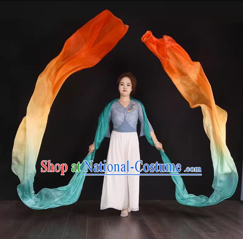 China Women Solo Dance Fan Handmade Long Ribbon Classical Dance Silk Water Sleeve