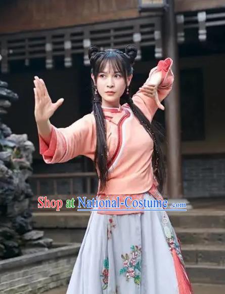 China Ancient Heroic Woman Costumes Qing Dynasty Female Escort Outfit Wuxia TV Series Fei Hu Wai Zhuan Heroine Ma Chunhua Clothing