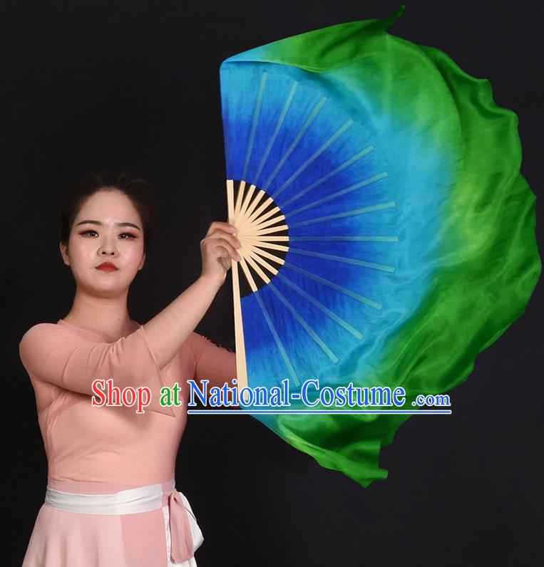 China Jiaozhou Yangko Dance Silk Fan Handmade Ribbon Fan Classical Dance Fan