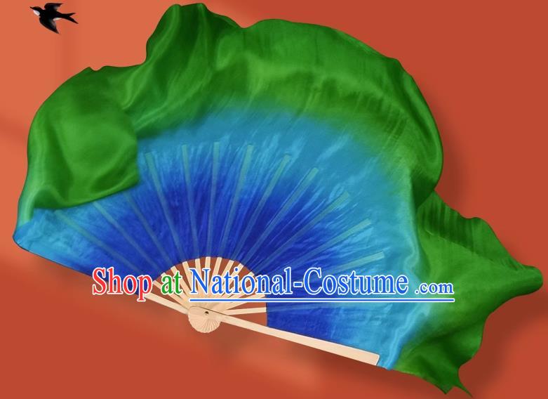 China Jiaozhou Yangko Dance Silk Fan Handmade Ribbon Fan Classical Dance Fan