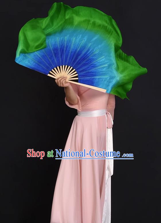 China Jiaozhou Yangko Dance Silk Fan Handmade Ribbon Fan Classical Dance Fan