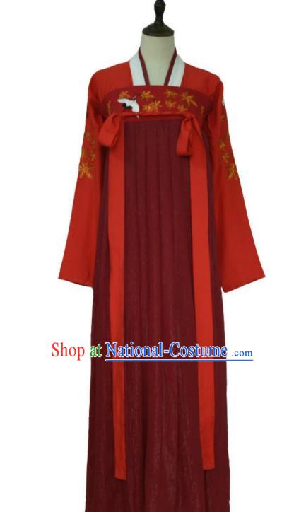 China Traditional Wedding Hanfu Tang Dynasty Young Lady Clothing Ancient Bride Red Costumes