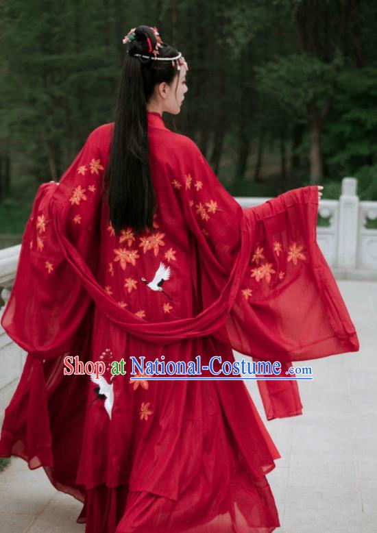 China Traditional Wedding Hanfu Tang Dynasty Young Lady Clothing Ancient Bride Red Costumes