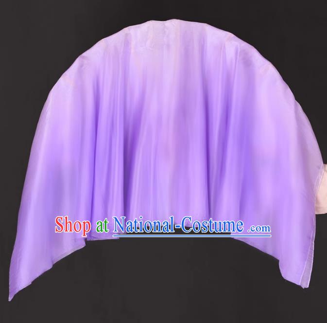 Jiaozhou Yangko Dance Silk Fan Handmade Double Side Fan China Classical Dance Violet Ribbon Fan