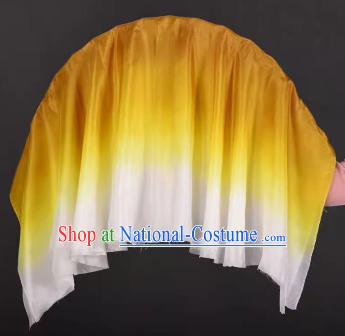 China Classical Dance Ribbon Fan Jiaozhou Yangko Dance Fan Handmade Gradient Filemot to White Silk Fan