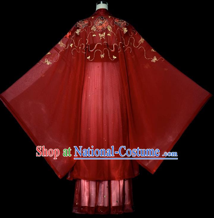 China Tang Dynasty Court Empress Costumes Ancient Goddess Red Dress Clothing