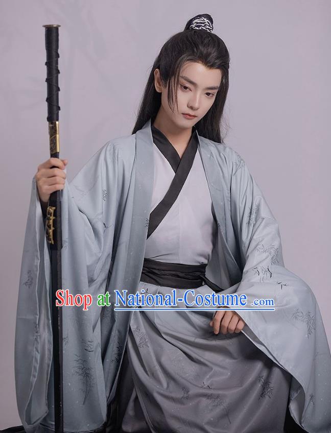 China Male Hanfu Jin Dynasty Young Childe Clothing Ancient Swordsman Printing Costumes