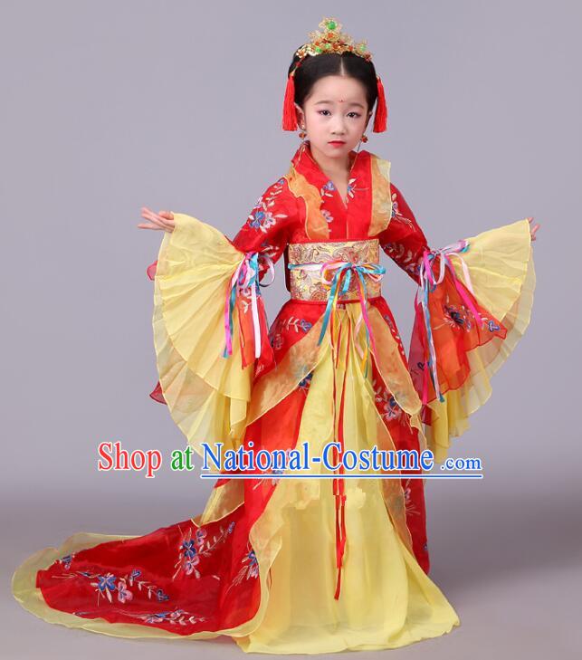 Chinese Tang Dynasty Princess Clothing Children Hanfu Dress Ancient Fairy Costumes