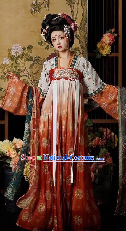 China Ancient Royal Empress Costumes Traditional Palace Red Hanfu Dress Tang Dynasty Imperial Consort Clothing