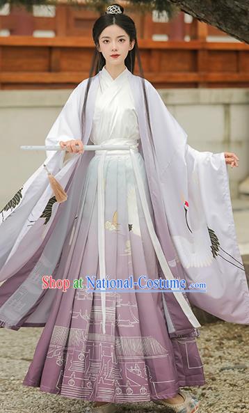 China Jin Dynasty Swordsman Clothing Ancient Handsome Childe Costumes Traditional Lilac Hanfu Outfit