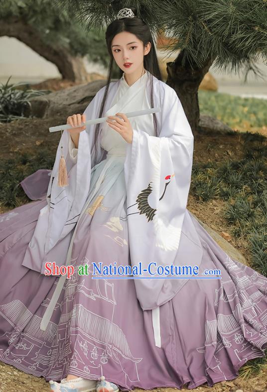 China Jin Dynasty Swordsman Clothing Ancient Handsome Childe Costumes Traditional Lilac Hanfu Outfit