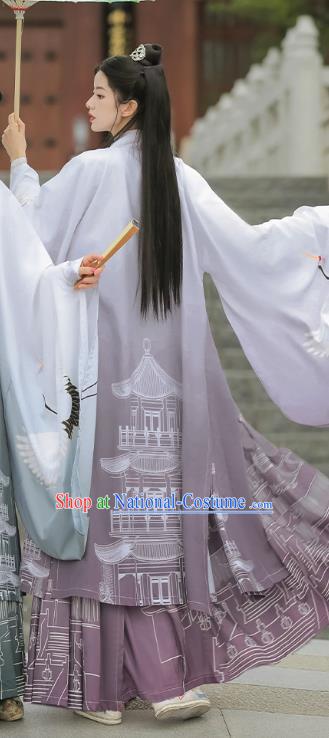 China Jin Dynasty Swordsman Clothing Ancient Handsome Childe Costumes Traditional Lilac Hanfu Outfit