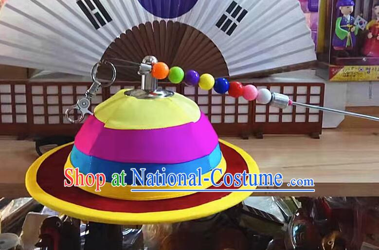 Korean Folk Dance Headwear Colorful Hat Asian Korea Traditional Dance Sangmo Hat for Women for Men