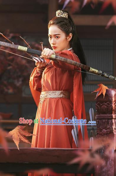 China Romantic TV Series New Life Begins Infanta Shangguan Jing Clothing Ancient Swordswoman Red Costumes