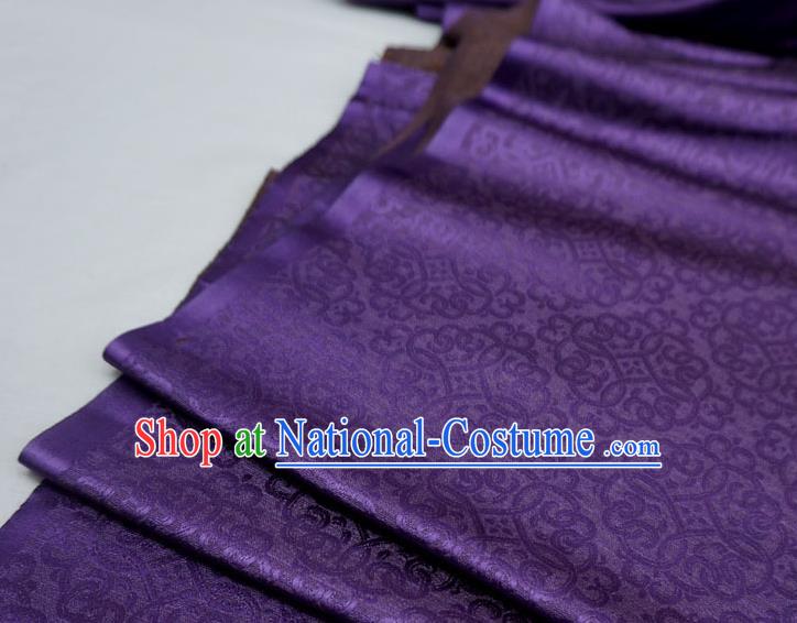 Purple China Classical Good Luck Pattern Design Cloth Tang Dynasty Hanfu Drapery Traditional Brocade Fabric