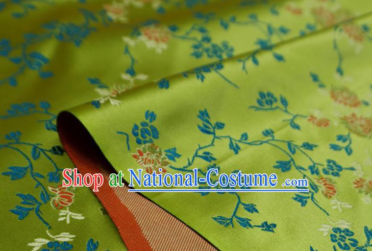 Lime China Classical Chrysanthemum Pattern Design Cloth Cheongsam Drapery Traditional Brocade Fabric