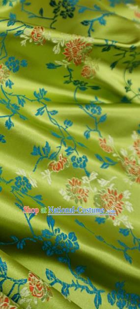 Lime China Classical Chrysanthemum Pattern Design Cloth Cheongsam Drapery Traditional Brocade Fabric