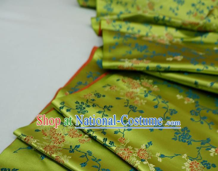 Lime China Classical Chrysanthemum Pattern Design Cloth Cheongsam Drapery Traditional Brocade Fabric