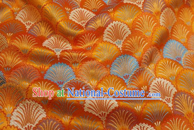 Orange China Traditional Brocade Fabric Classical Pine Needle Pattern Design Cloth Cheongsam Drapery