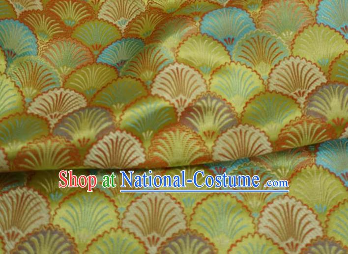 Lime China Cheongsam Drapery Traditional Brocade Fabric Classical Pine Needle Pattern Design Cloth