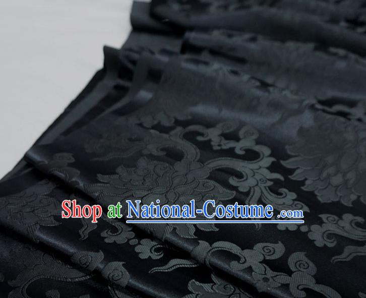 Black China Classical Passion Flower Pattern Design Cloth Tibetan Dress Drapery Traditional Brocade Fabric