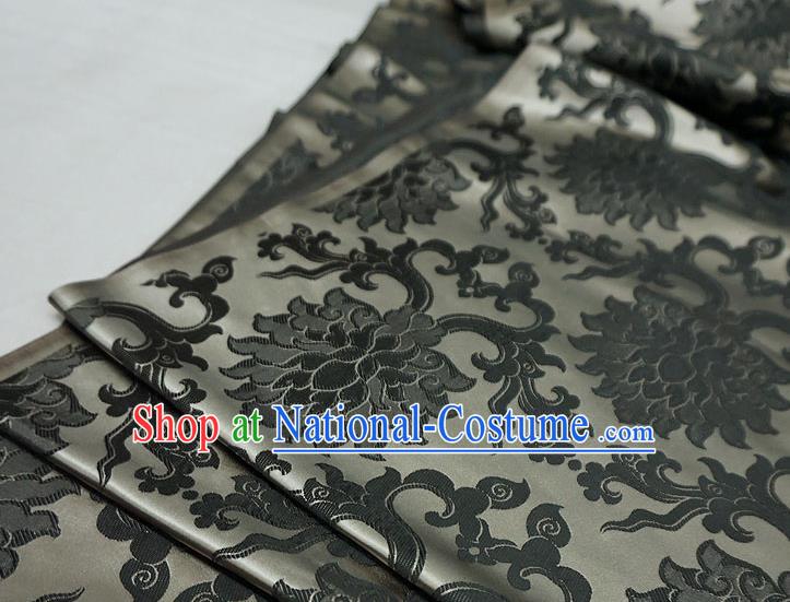 Grey China Traditional Brocade Fabric Classical Passion Flower Pattern Design Cloth Tibetan Dress Drapery