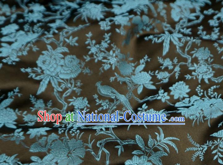 Coffee China Traditional Brocade Fabric Classical Flower Bird Pattern Design Cloth Tang Suit Drapery