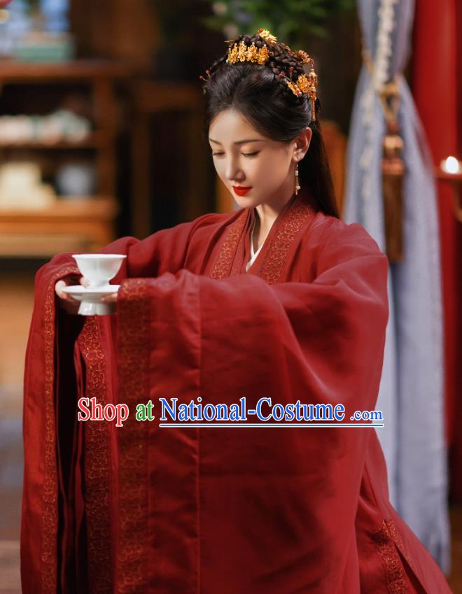 Romantic TV Series New Life Begins Hao Xia Clothing China Court Woman Costumes Ancient Noble Concubine Red Dresses