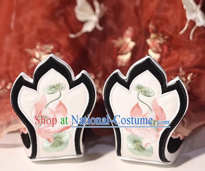 China Traditional Hanfu Embroidered Shoes Handmade Black Shoes Tang Dynasty Princess Lotus Shoes