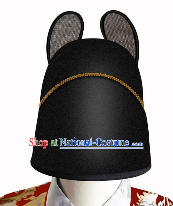 China Ancient Imperial Bodyguard Headpiece Handmade Hanfu Black Hat Ming Dynasty Official Headwear