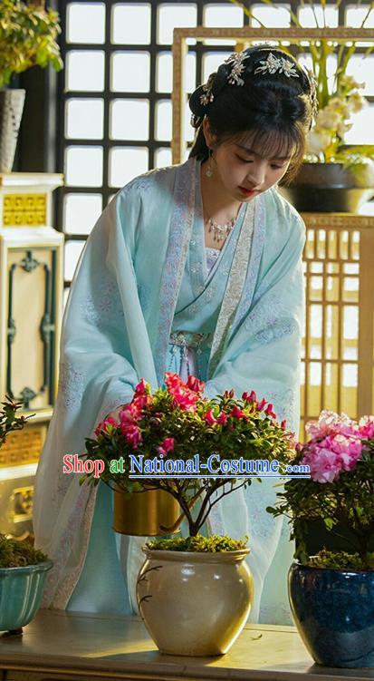 China TV Series New Life Begins Young Lady Li Wei Clothing Ancient Princess Blue Garment Costumes