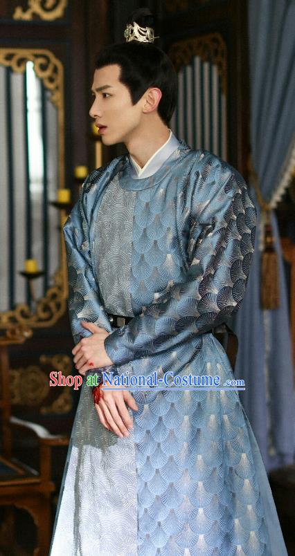 China Ancient Prince Garment Costumes TV Series New Life Begins Young Master Yin Zheng Blue Clothing