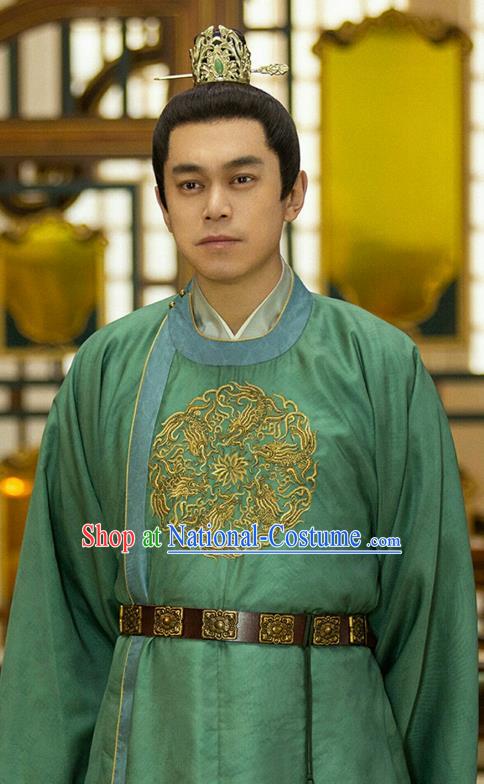 China Ancient Young Lord Green Robes Royal Prince Hanfu Costume TV Series New Life Begins Yin An Clothing