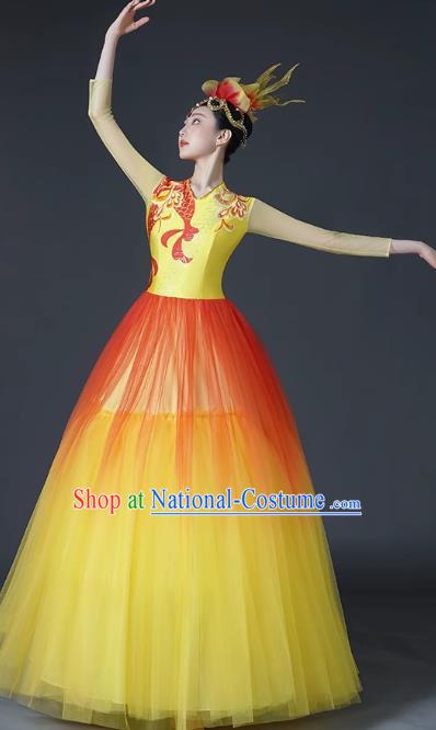 Opening Dance Large Swing Skirt Dance Costume Female Classical Stage Brilliant Chinese Modern Dance Performance Costume Song Accompaniment Dance