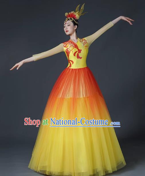 Opening Dance Large Swing Skirt Dance Costume Female Classical Stage Brilliant Chinese Modern Dance Performance Costume Song Accompaniment Dance