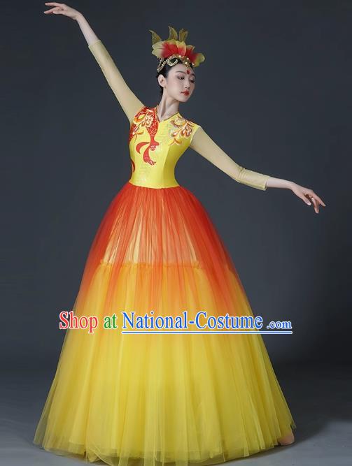 Opening Dance Large Swing Skirt Dance Costume Female Classical Stage Brilliant Chinese Modern Dance Performance Costume Song Accompaniment Dance