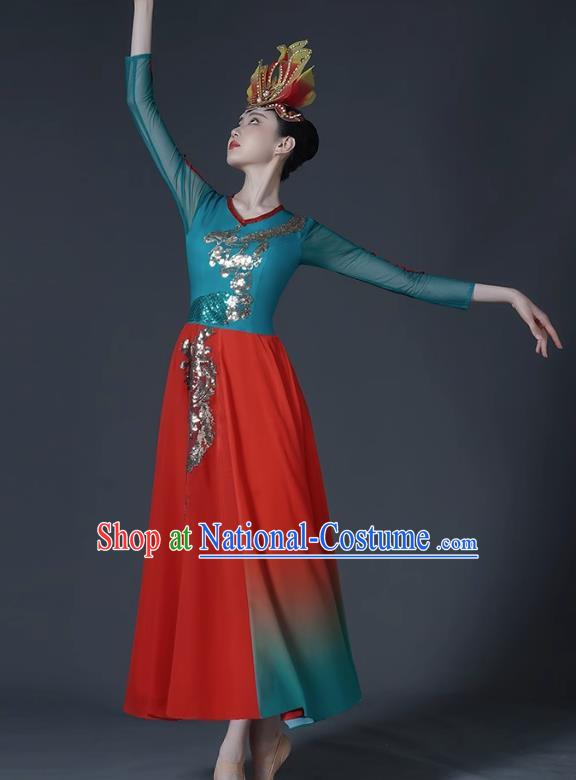 Classical Dance Costume Female Chinese Style Opening Dance Big Swing Skirt Singing and Dancing Performance Costume Modern Chorus Long Skirt